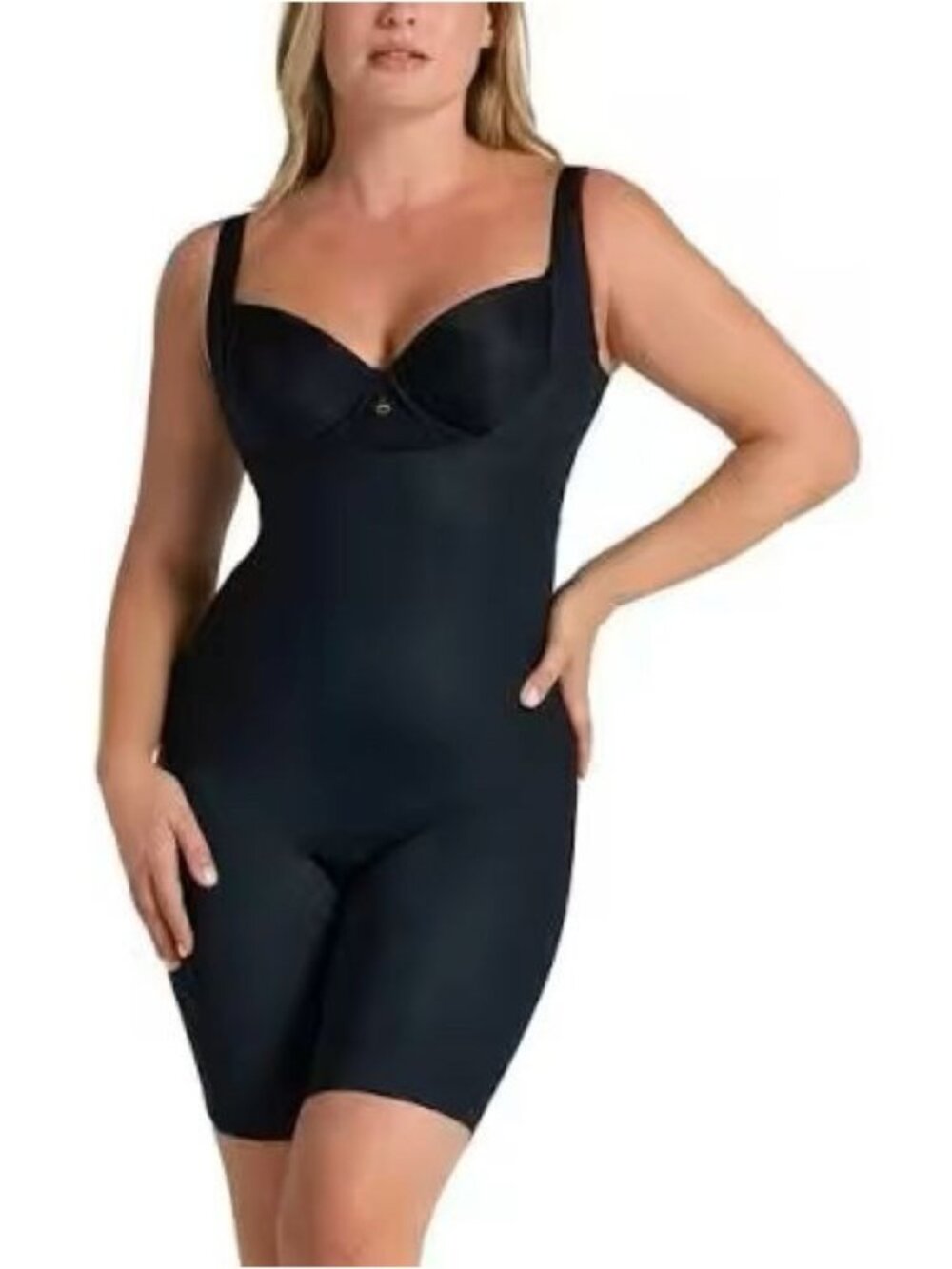 Leonisa Black Shaping Bodysuit Firm Control Compression Shorts Style 018583 XL